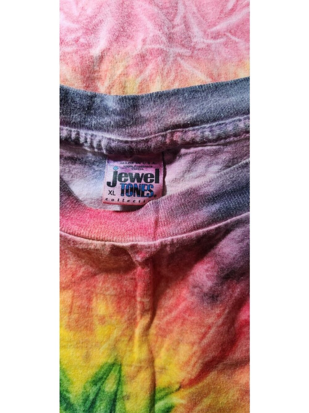 Vintage Jewel Tones Tie Dye Rainbow Spiral Single Stitch XL XLARGE T Shirt Top - Picture 6 of 6
